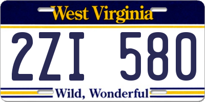 WV license plate 2ZI580