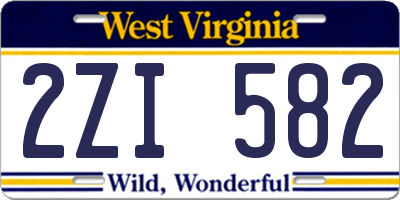 WV license plate 2ZI582