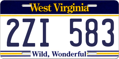 WV license plate 2ZI583
