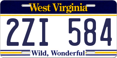 WV license plate 2ZI584