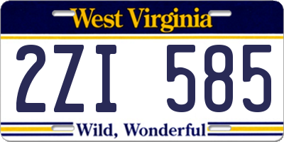 WV license plate 2ZI585