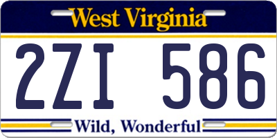 WV license plate 2ZI586