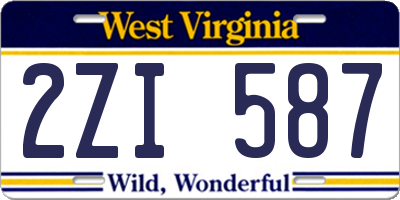 WV license plate 2ZI587