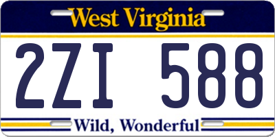 WV license plate 2ZI588