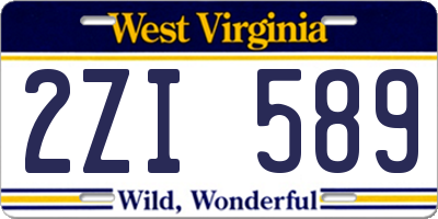 WV license plate 2ZI589