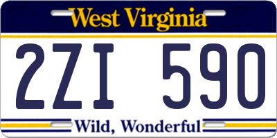 WV license plate 2ZI590