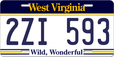 WV license plate 2ZI593