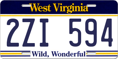 WV license plate 2ZI594