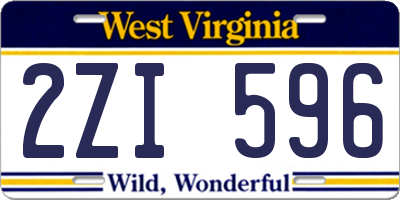 WV license plate 2ZI596