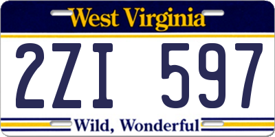 WV license plate 2ZI597