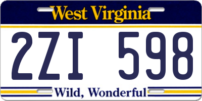 WV license plate 2ZI598