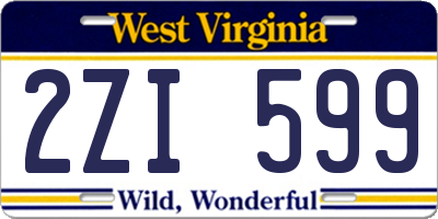 WV license plate 2ZI599