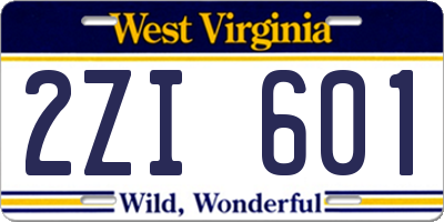 WV license plate 2ZI601