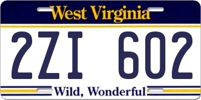 WV license plate 2ZI602