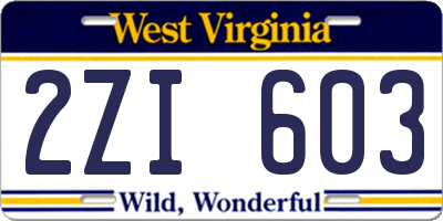 WV license plate 2ZI603
