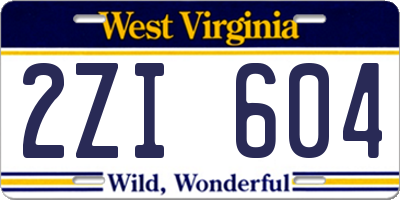 WV license plate 2ZI604