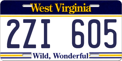 WV license plate 2ZI605