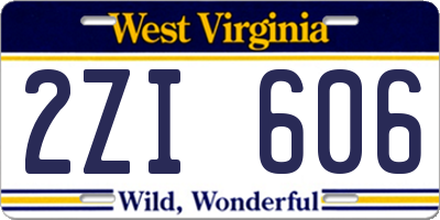 WV license plate 2ZI606