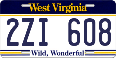 WV license plate 2ZI608