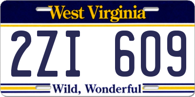 WV license plate 2ZI609