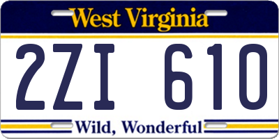 WV license plate 2ZI610