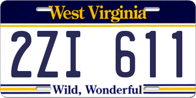 WV license plate 2ZI611