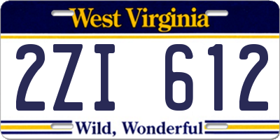 WV license plate 2ZI612