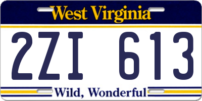 WV license plate 2ZI613