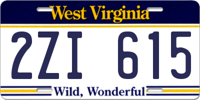 WV license plate 2ZI615