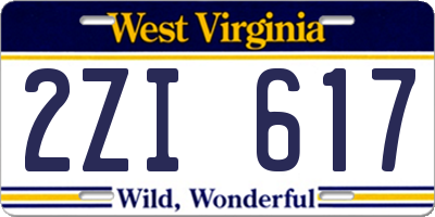 WV license plate 2ZI617