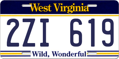 WV license plate 2ZI619