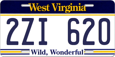 WV license plate 2ZI620