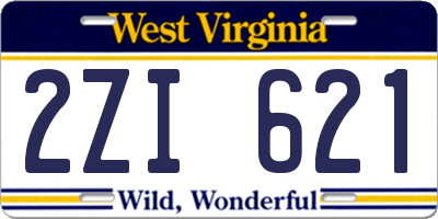 WV license plate 2ZI621