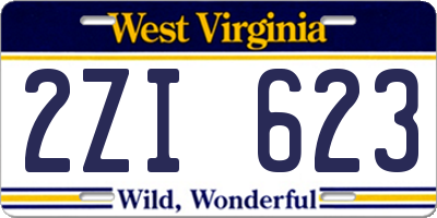 WV license plate 2ZI623