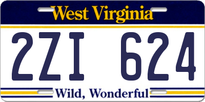WV license plate 2ZI624