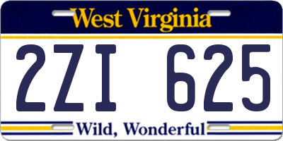 WV license plate 2ZI625