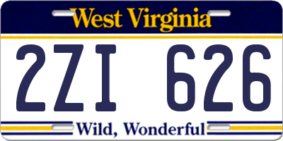 WV license plate 2ZI626