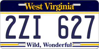 WV license plate 2ZI627