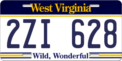 WV license plate 2ZI628