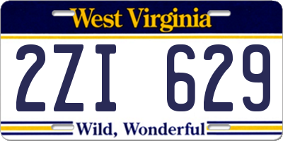 WV license plate 2ZI629