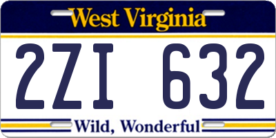 WV license plate 2ZI632