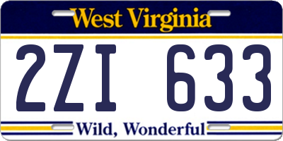 WV license plate 2ZI633