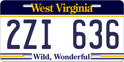 WV license plate 2ZI636