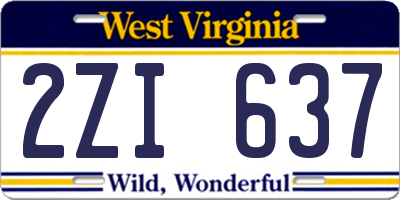 WV license plate 2ZI637