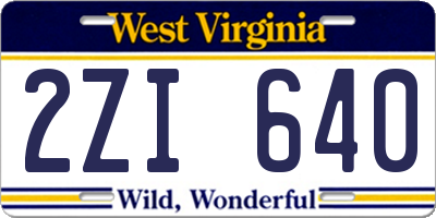 WV license plate 2ZI640