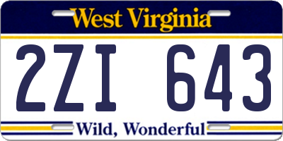 WV license plate 2ZI643