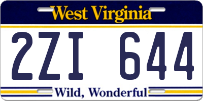 WV license plate 2ZI644