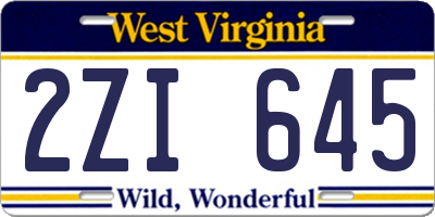 WV license plate 2ZI645