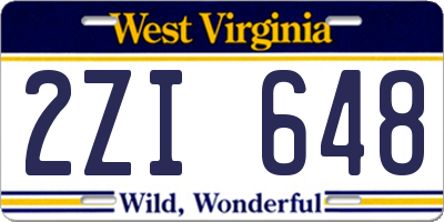 WV license plate 2ZI648