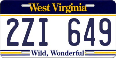 WV license plate 2ZI649